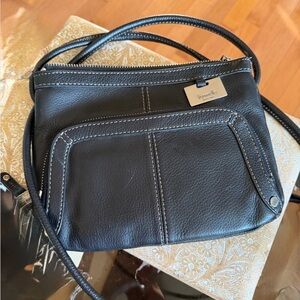 Tignanello Black Leather Crossbody Bag